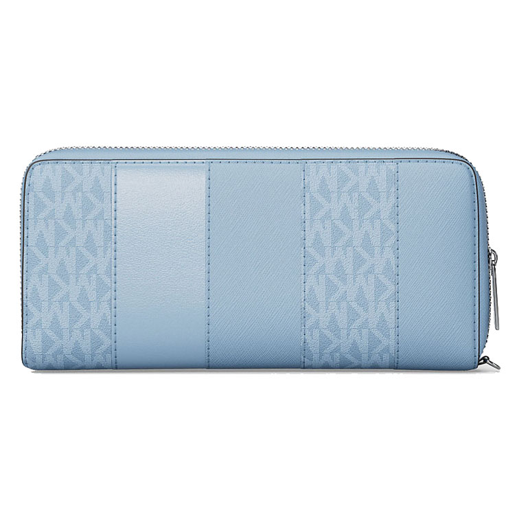 Michael Kors Jet Set Large Studded Patchwork And Signature Logo Continental Wallet Lt Sky Mlt # 35T5STVE7B