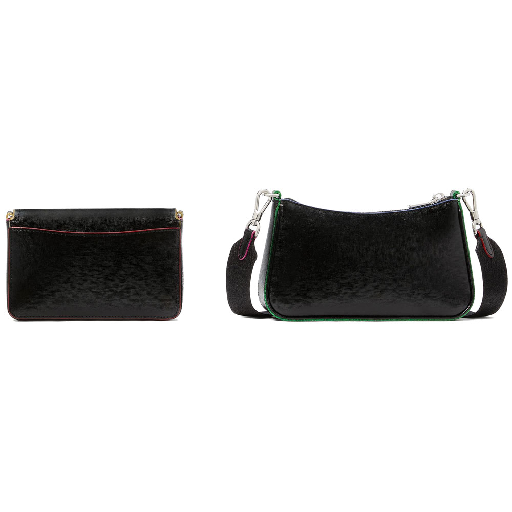 Kate Spade Double Up Glitter Edge Crossbody Black Multi # KI599