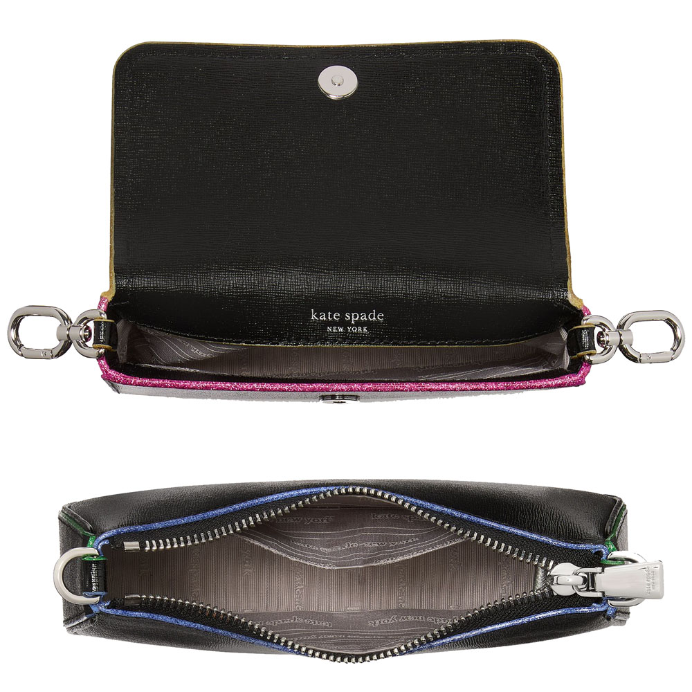 Kate Spade Double Up Glitter Edge Crossbody Black Multi # KI599