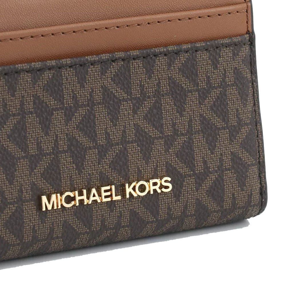 Michael Kors Jet Set Travenuel Medium Logo Zip-Around Card Case Brown # 35H9GTVZ2B