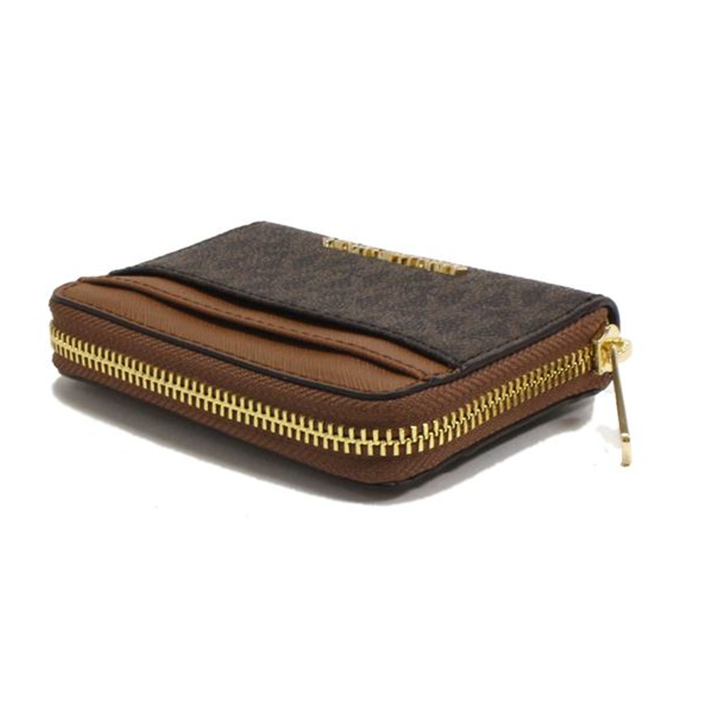 Michael Kors Jet Set Travenuel Medium Logo Zip-Around Card Case Brown # 35H9GTVZ2B
