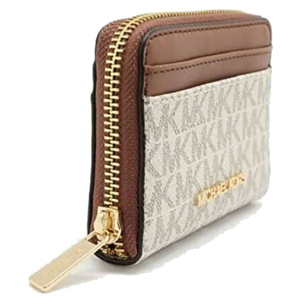 Michael Kors Jet Set Travenuel Medium Logo Zip-Around Card Case Vanilla # 35H9GTVZ2B
