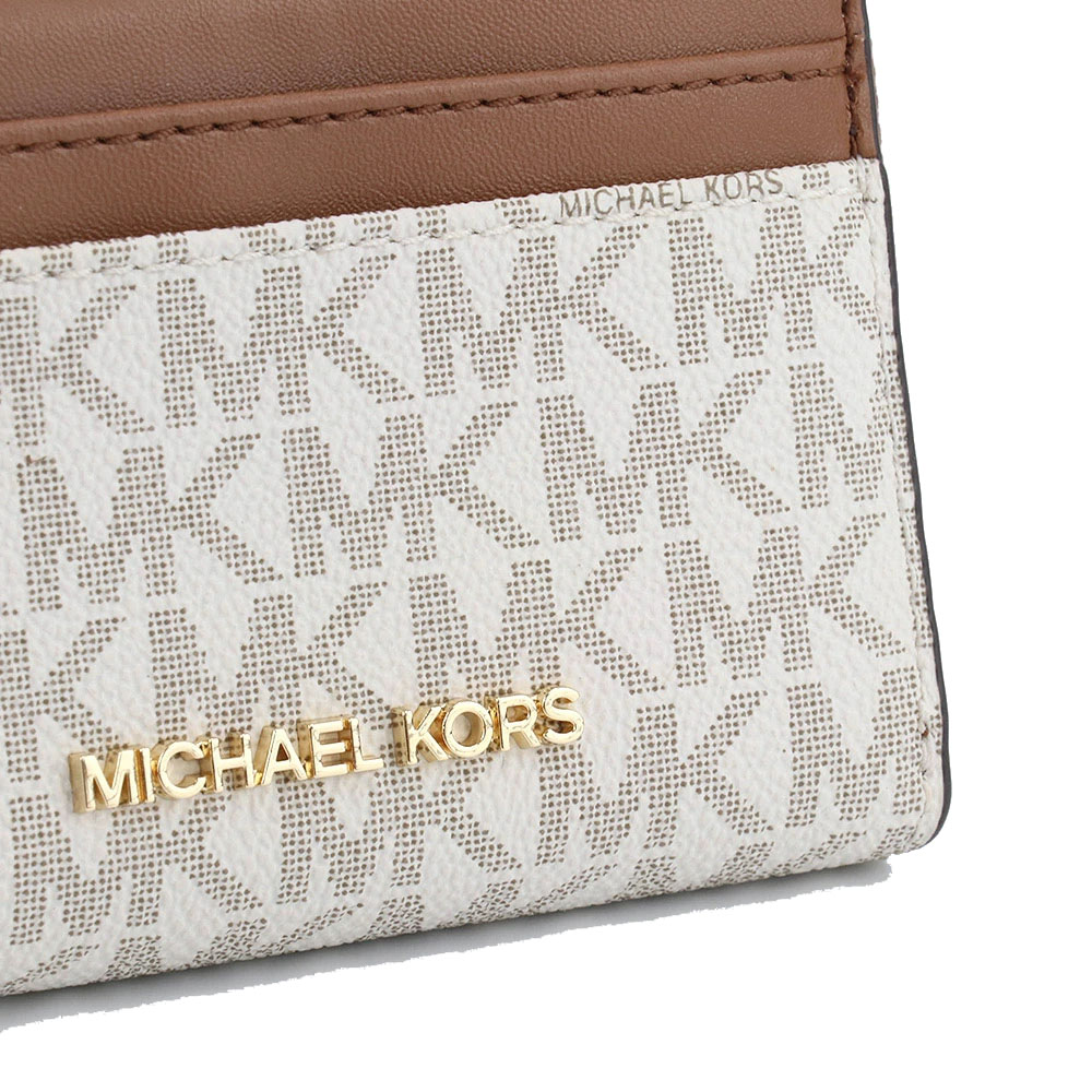 Michael Kors Jet Set Travenuel Medium Logo Zip-Around Card Case Vanilla # 35H9GTVZ2B