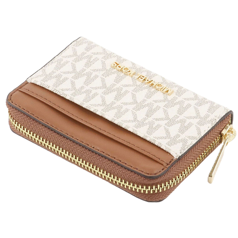 Michael Kors Jet Set Travenuel Medium Logo Zip-Around Card Case Vanilla # 35H9GTVZ2B