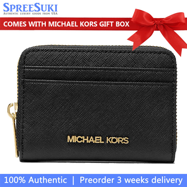 Michael Kors Jet Set Travenuel Medium Saffiano Leather Wallet Black # 35H8GTVZ1L