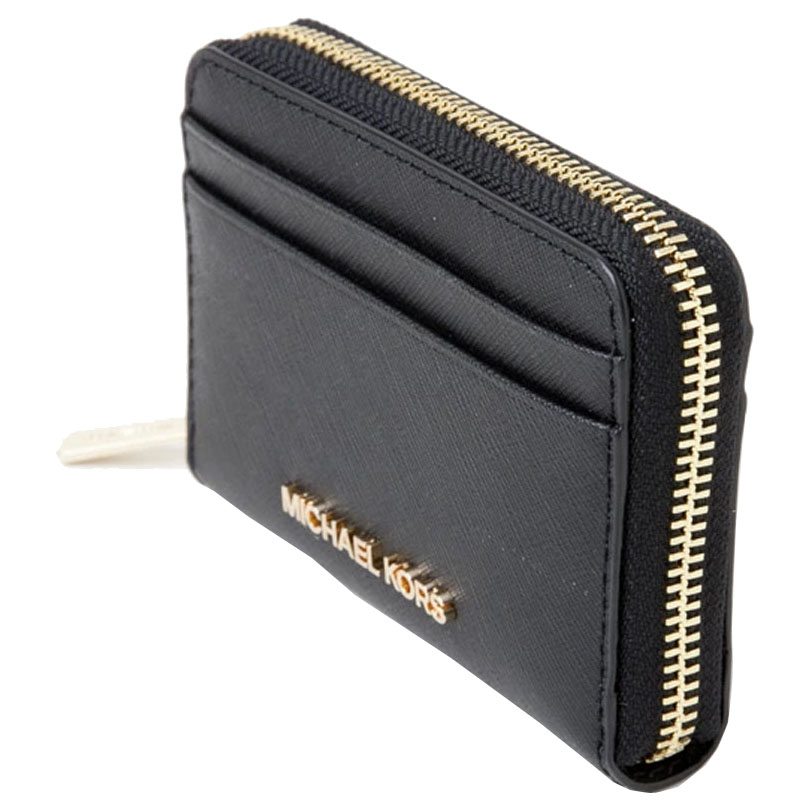 Michael Kors Jet Set Travenuel Medium Saffiano Leather Wallet Black # 35H8GTVZ1L