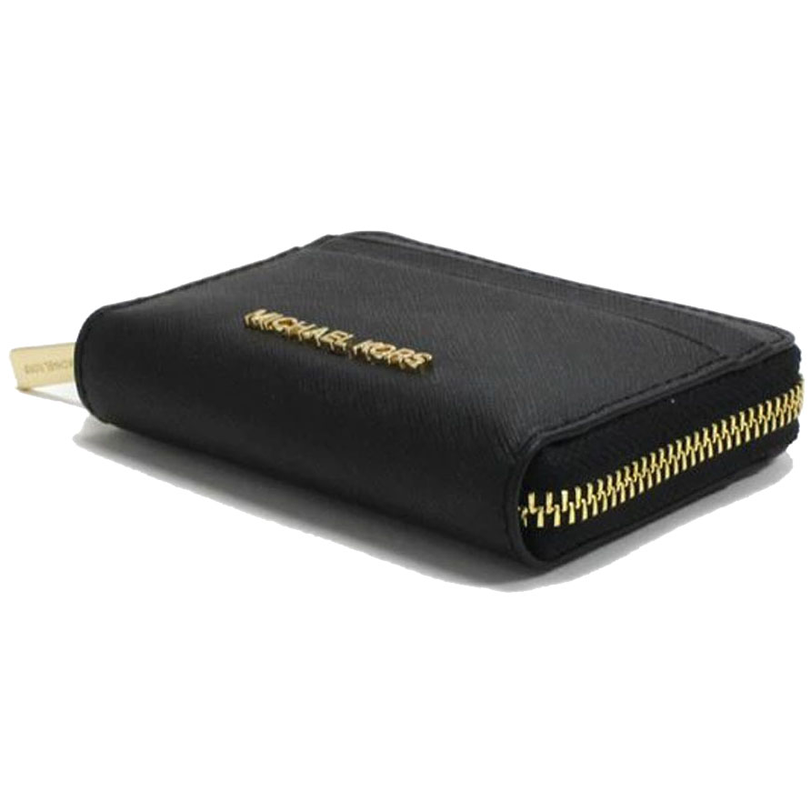Michael Kors Jet Set Travenuel Medium Saffiano Leather Wallet Black # 35H8GTVZ1L