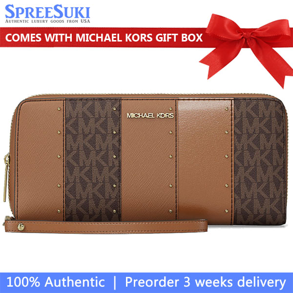 Michael Kors Jet Set Large Studded Patchwork And Signature Logo Continental Wallet Luggage Multi # 35T5GTVE7B