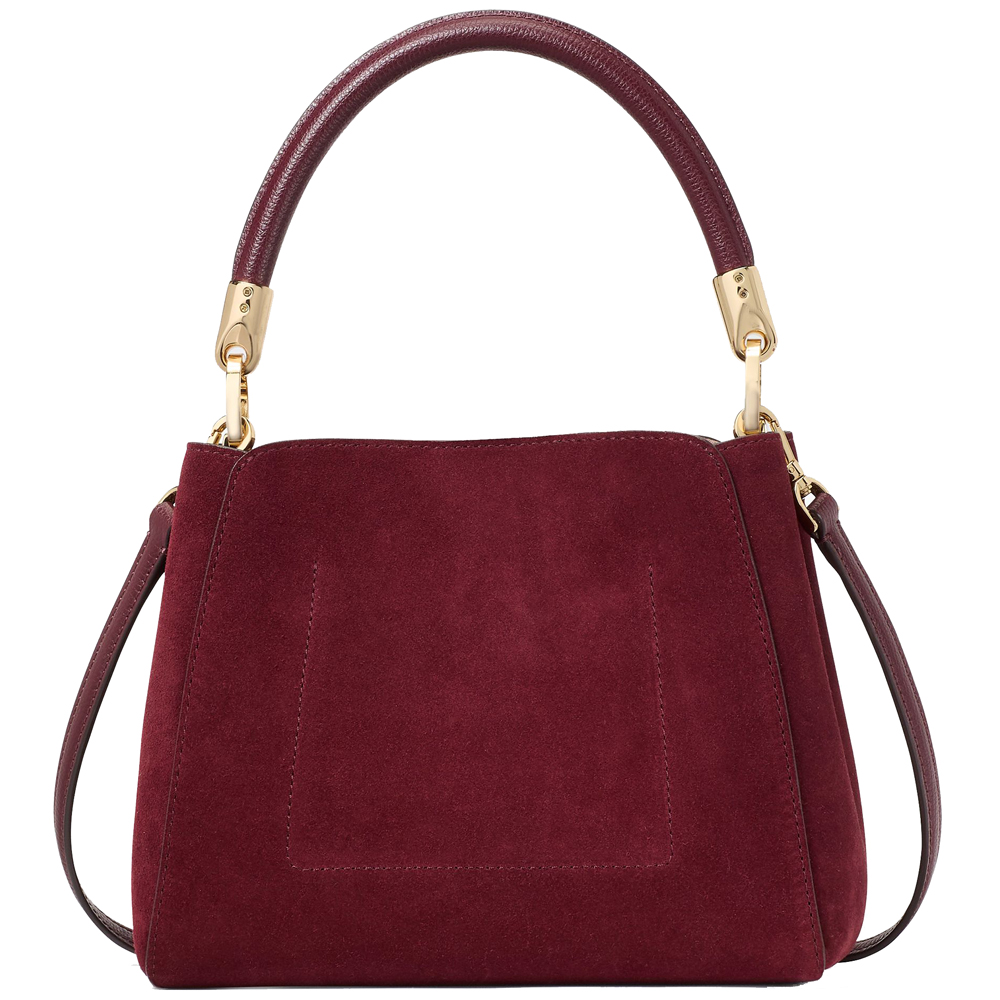 Kate Spade Phoebe Suede Floral Applique Small Top Handle Satchel Dark Merlot # KM152