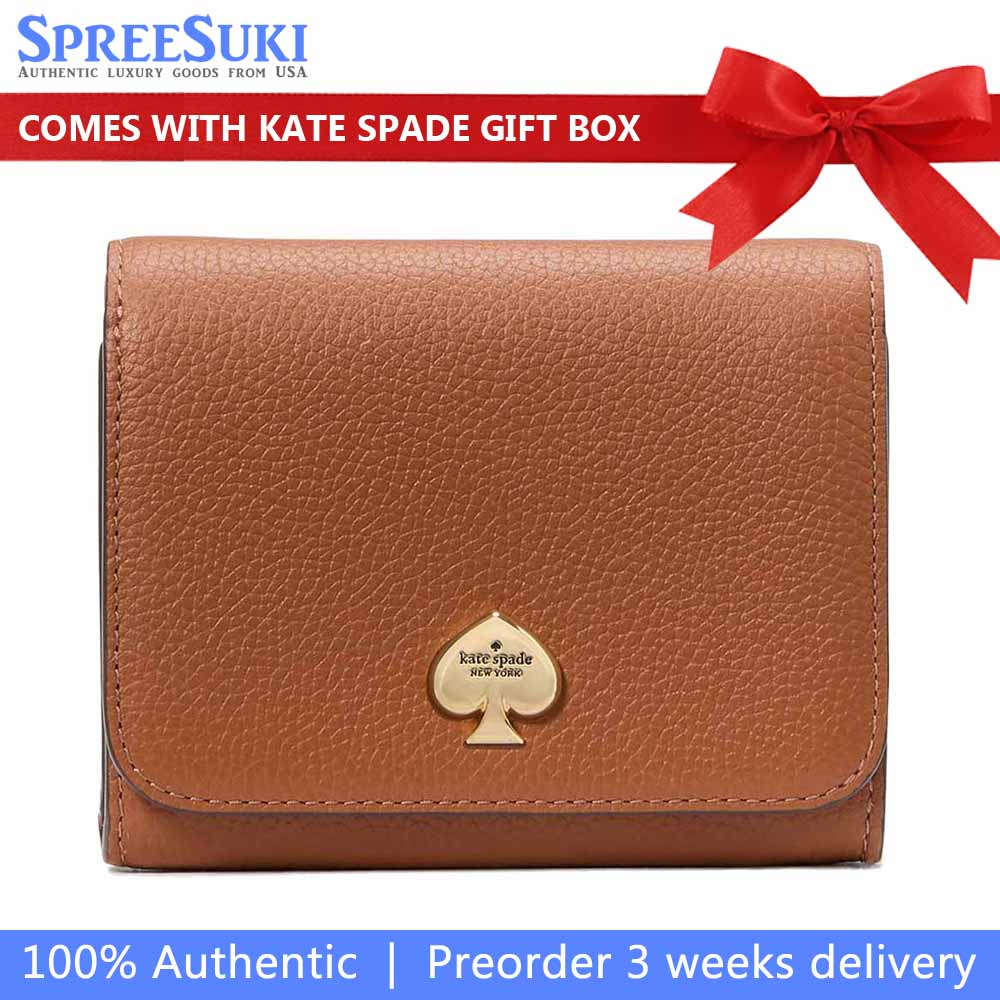Kate Spade Kayla Small L-Zip Wallet Warm Gingerbread # KK056