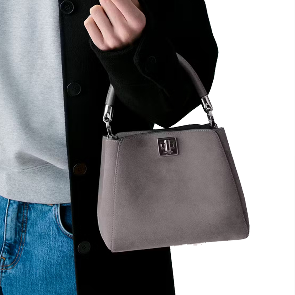 Kate Spade Phoebe Suede Small Top Handle Satchel Hare Grey # KM143