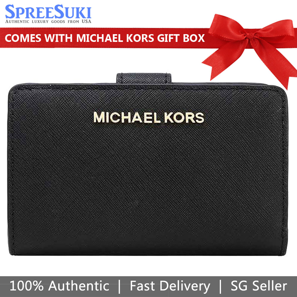 Michael Kors Medium Wallet Jet Set Travel Zip Coin Wallet Black # 35F7GTVF2L
