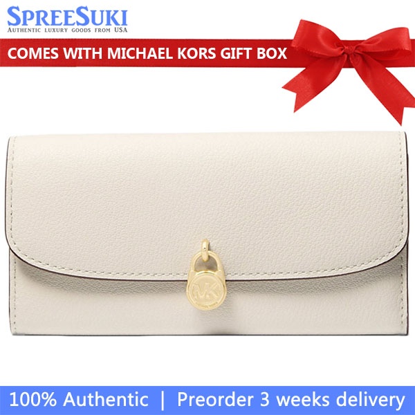 Michael Kors Hamilton Large Leather Continental Wallet Lt Cream # 35S5GHME9L