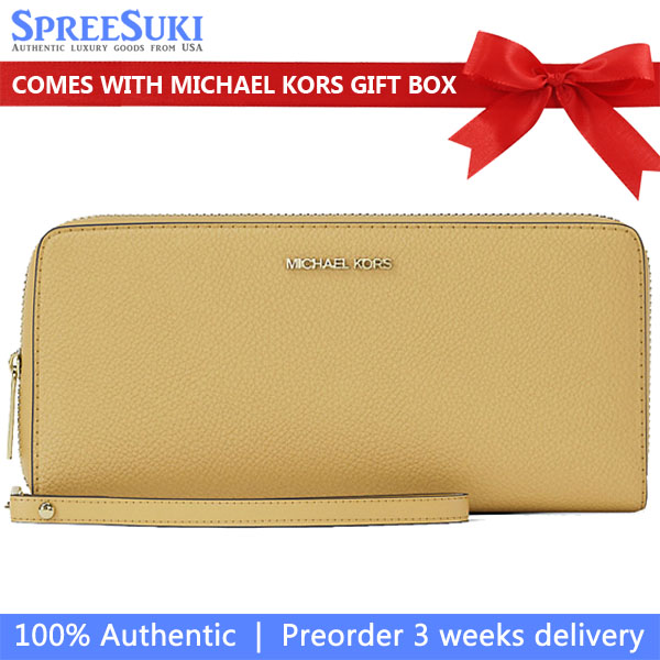 Michael Kors Long Wallet Jet Set Continental Wristlet Wallet Honey # 35T7GTVE7L
