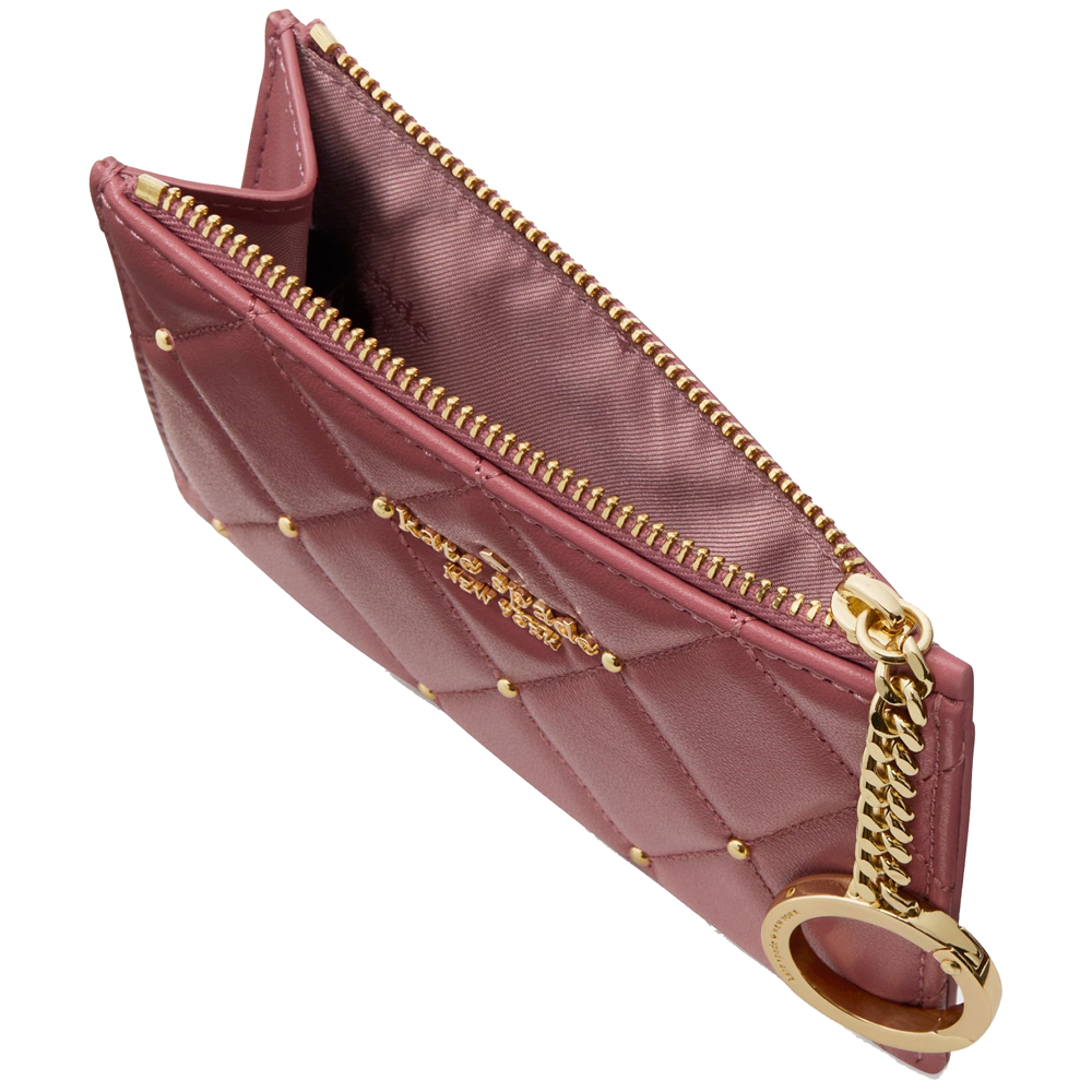 Kate Spade Carey Quilted Studded Small Card Holder Pomegranate # KL819