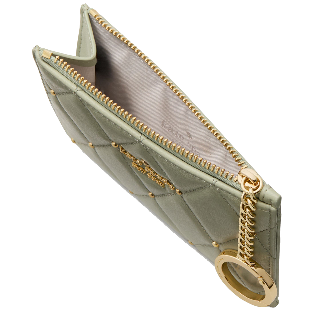 Kate Spade Carey Quilted Studded Small Card Holder Sage Bundle # KL819