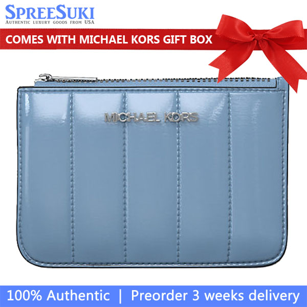 Michael Kors Jet Set Small Patent Coin Purse Light Sky # 35T5STVP1A