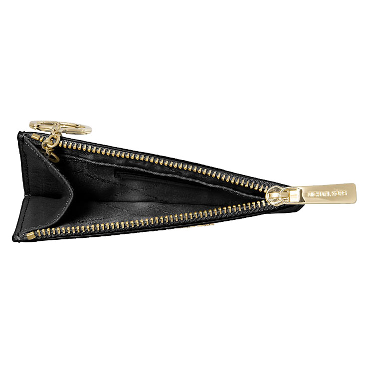Michael Kors Jet Set Travel Small Top Zip Leather Coin Pouch With Id Black # 35F7GTVU1L