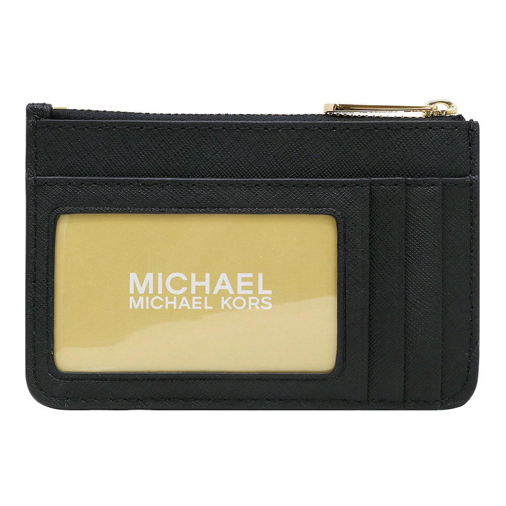 Michael Kors Jet Set Travel Small Top Zip Leather Coin Pouch With Id Black # 35F7GTVU1L