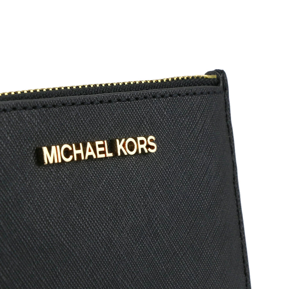 Michael Kors Jet Set Travel Small Top Zip Leather Coin Pouch With Id Black # 35F7GTVU1L