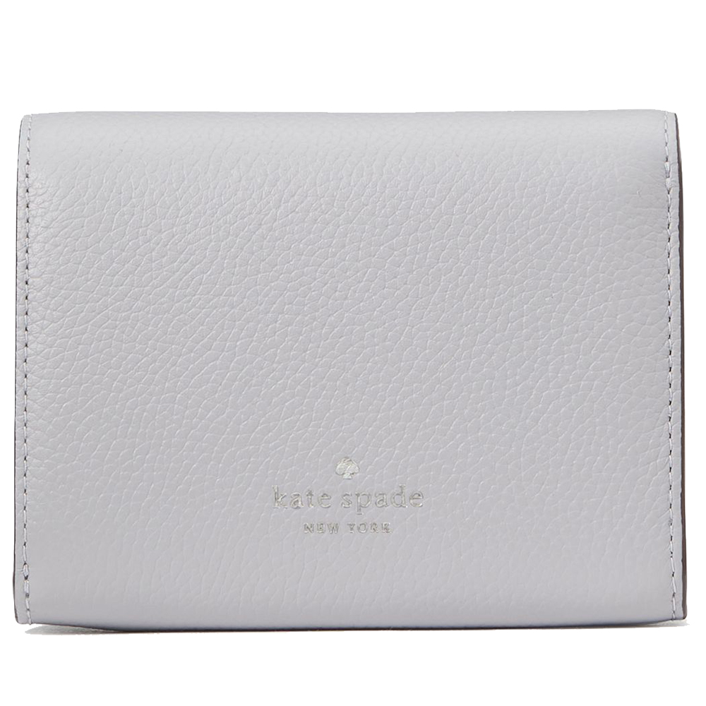 Kate Spade Small Wallet Kayla Pebble Leather Small Lzip Mountain Grey # KK056