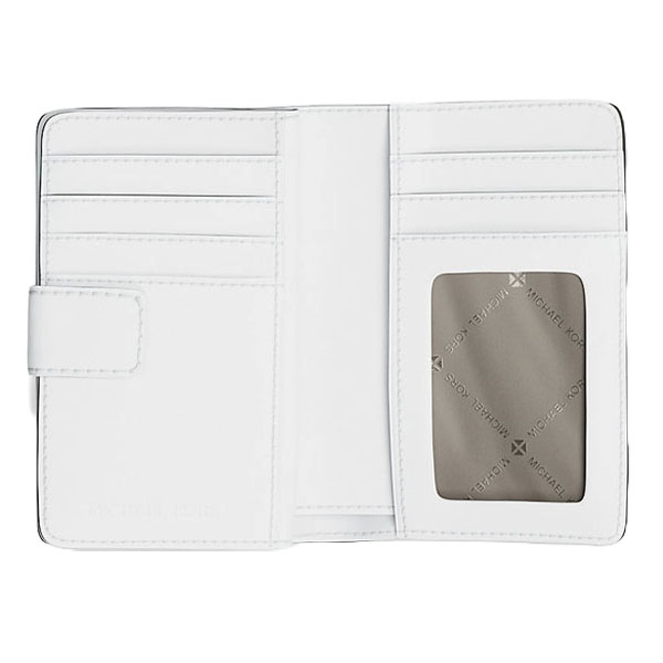 Michael Kors Jet Set Printed Signature Logo Bi-Fold Wallet Optic White # 35T5STVF6V