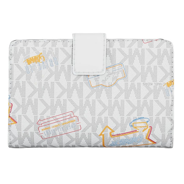 Michael Kors Jet Set Printed Signature Logo Bi-Fold Wallet Optic White # 35T5STVF6V