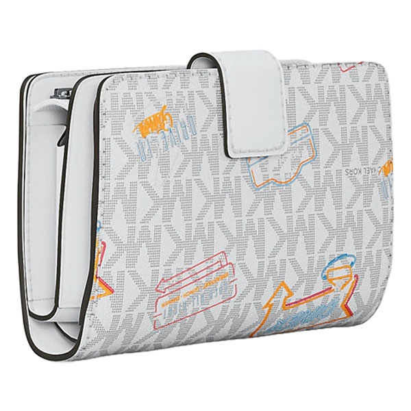 Michael Kors Jet Set Printed Signature Logo Bi-Fold Wallet Optic White # 35T5STVF6V