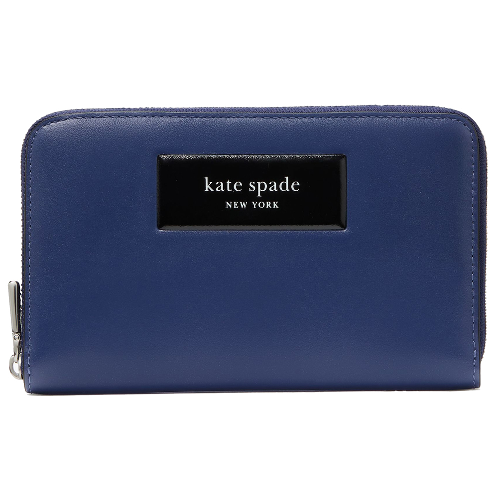 Kate Spade Label Medium Zip-Around Wallet Deep Lake # KI727