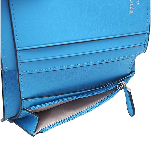 Kate Spade Small Wallet Lena Pebbled Leather Small Slim Bifold Wallet Tide Pool # KH788