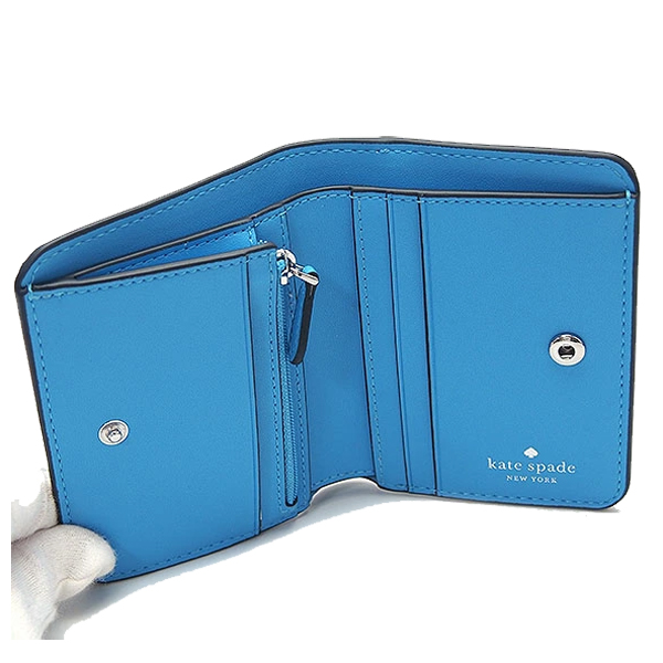 Kate Spade Small Wallet Lena Pebbled Leather Small Slim Bifold Wallet Tide Pool # KH788