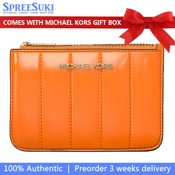 Michael Kors Jet Set Small Patent Coin Purse Pop Orange # 35T5GTVP1A