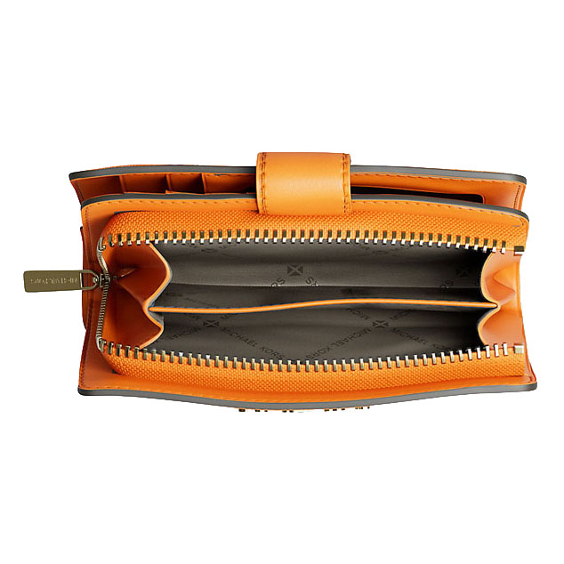 Michael Kors Jet Set Printed Signature Logo Bi-Fold Wallet Pop Orange # 35T5GTVF6V
