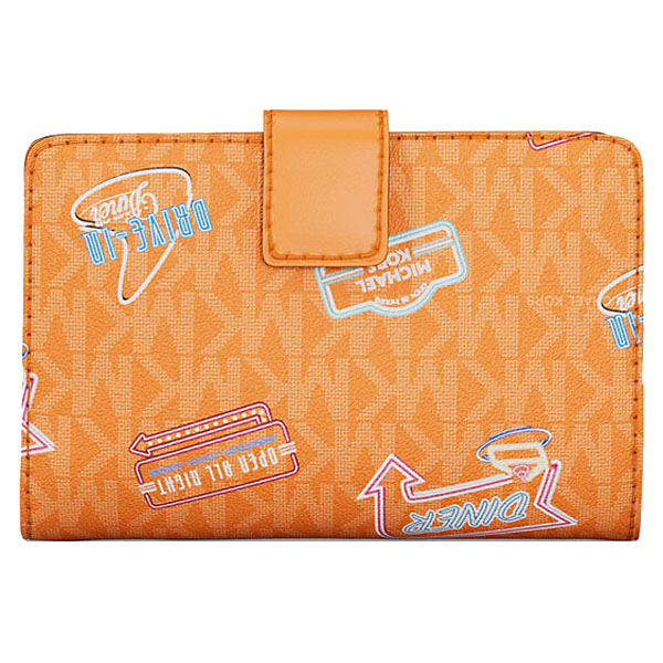 Michael Kors Jet Set Printed Signature Logo Bi-Fold Wallet Pop Orange # 35T5GTVF6V