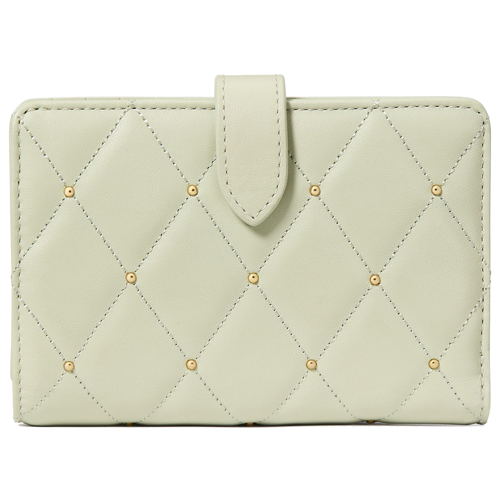 Kate Spade Carey Quilted Studded Medium Bifold Wallet Sage Bundle # KL821