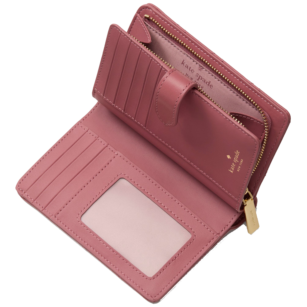 Kate Spade Carey Quilted Studded Medium Bifold Wallet Pomegranate # KL821