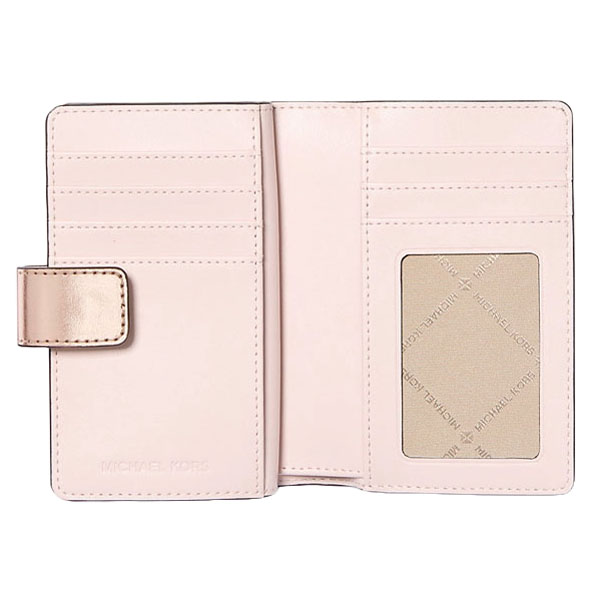Michael Kors Jet Set Medium Metallic Logo Wallet Rose Gold # 35F4GTVF6M