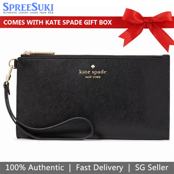 Kate Spade Madison Double Zip Saffiano Wristlet Black # KC588