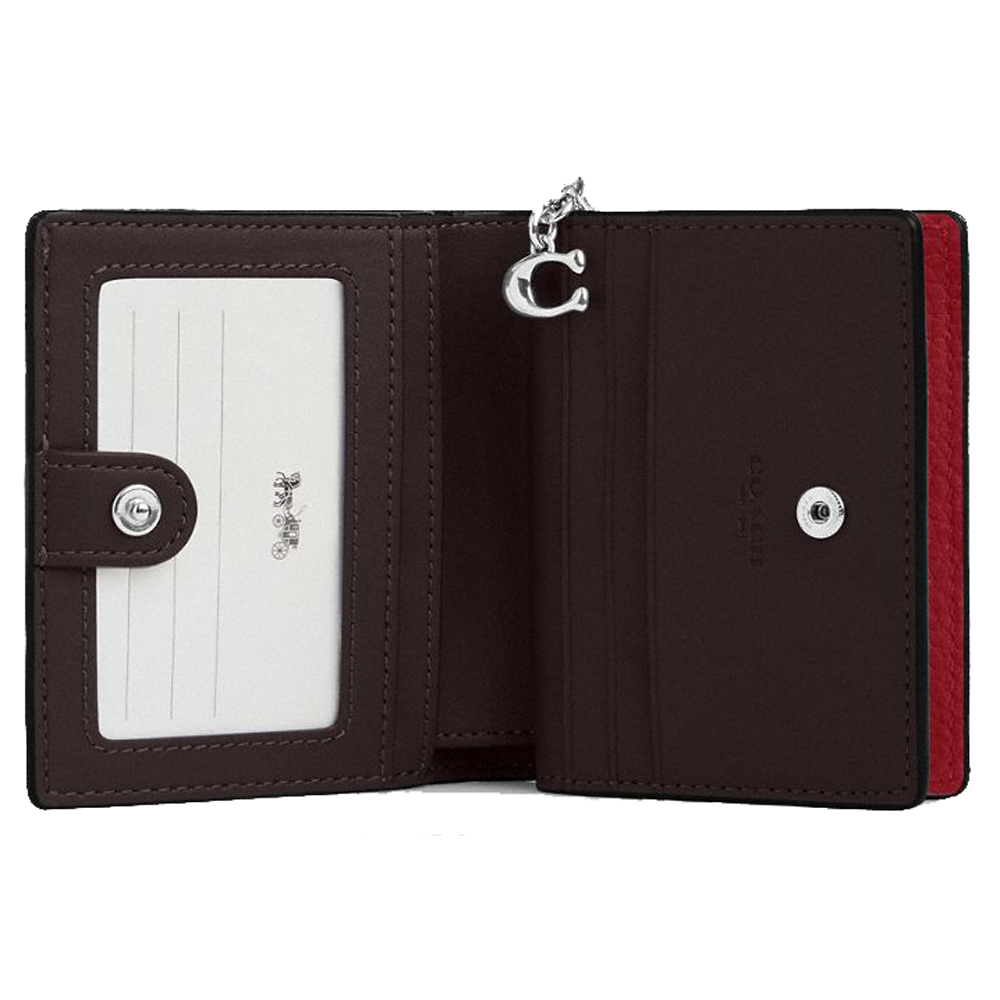 Coach Snap Wallet Silver Dark Cardinal # CBO77