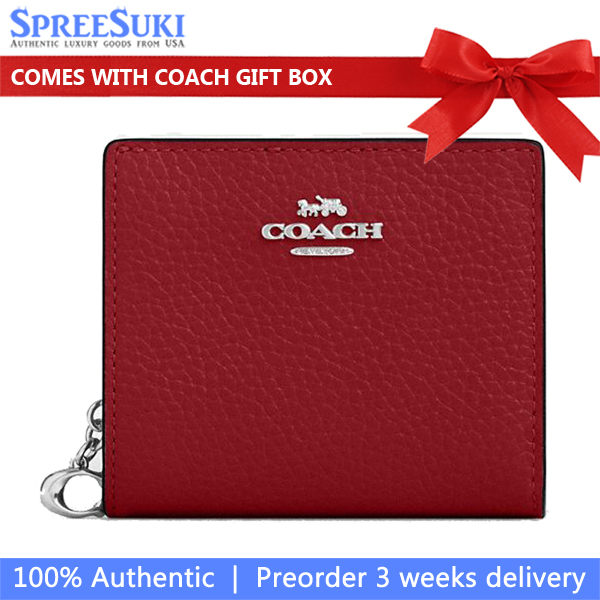 Coach Snap Wallet Silver Dark Cardinal # CBO77