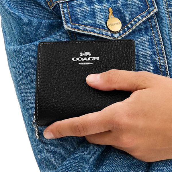 Coach Snap Wallet Silver Black # CBO77