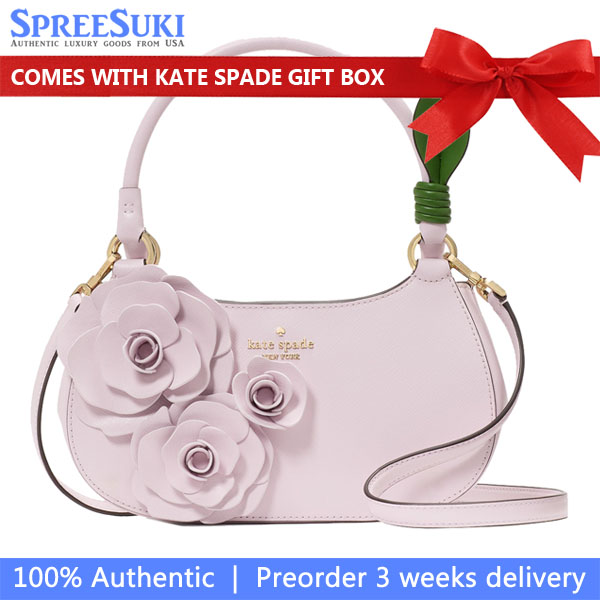 Kate Spade Flora Rose Shoulder Bag Pale Amethyst # KK970
