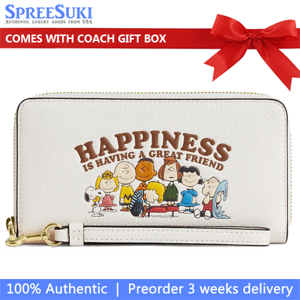 Coach Coach X Peanuts Long Zip Around Wallet Chalk Multi # CBN35