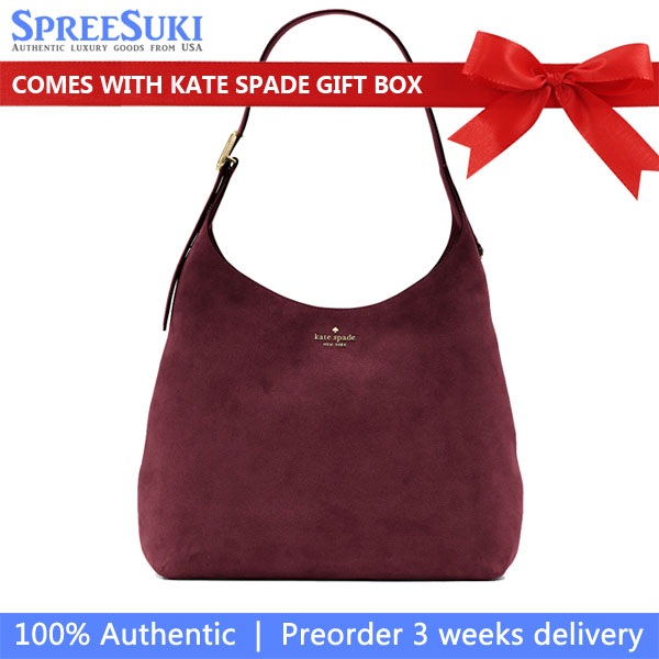 Kate Spade 454 Suede Large Shoulder Bag Dark Merlot # KM151