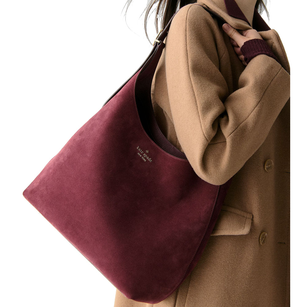 Kate Spade 454 Suede Large Shoulder Bag Dark Merlot # KM151
