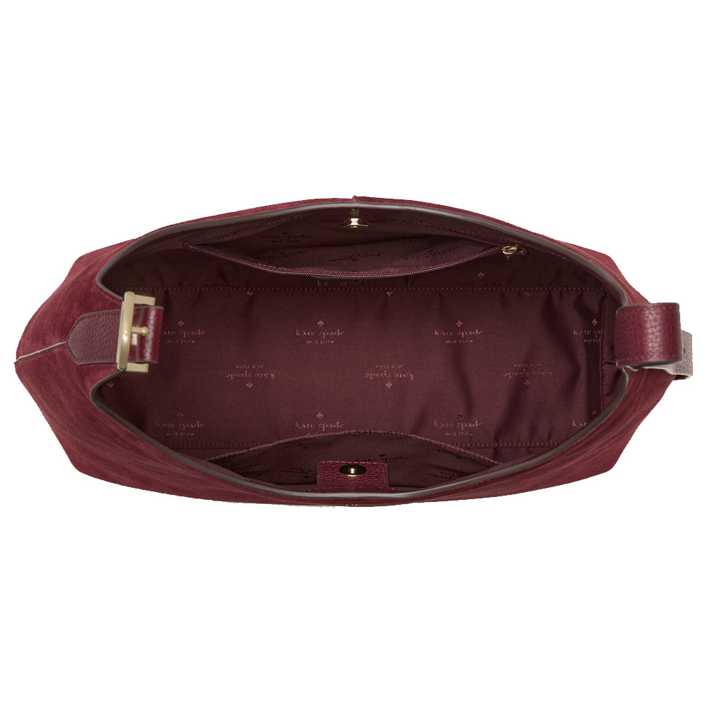 Kate Spade 454 Suede Large Shoulder Bag Dark Merlot # KM151
