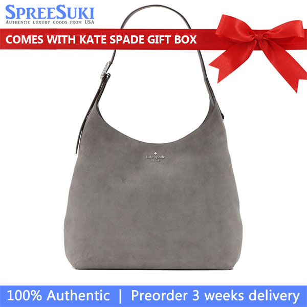 Kate Spade 454 Suede Large Shoulder Bag Hare Grey # KM151