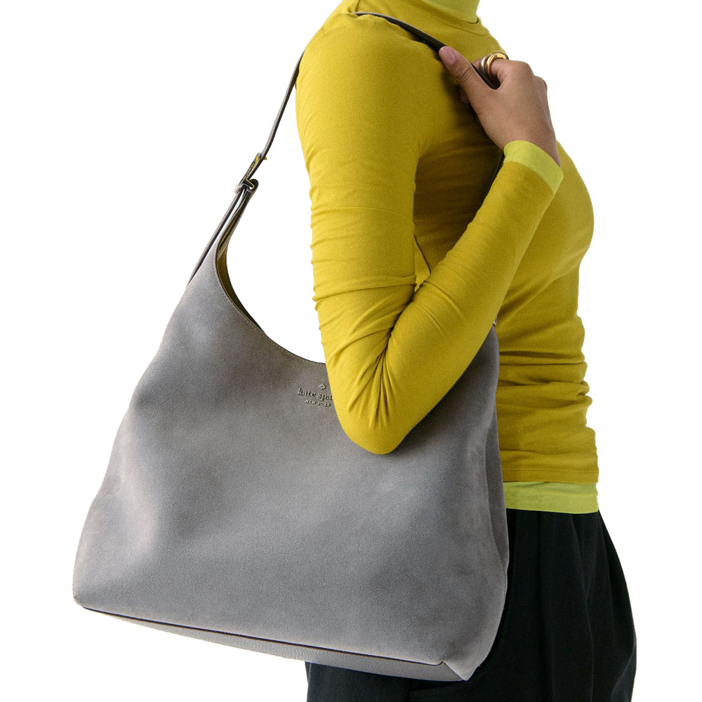 Kate Spade 454 Suede Large Shoulder Bag Hare Grey # KM151