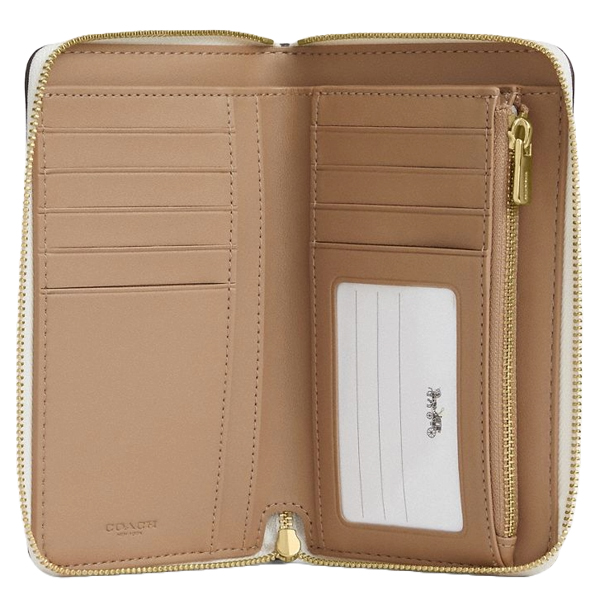 Coach Medium Id Zip Wallet In Signature Canvas With Varsity Stripe Chalk Multi # CBO79
