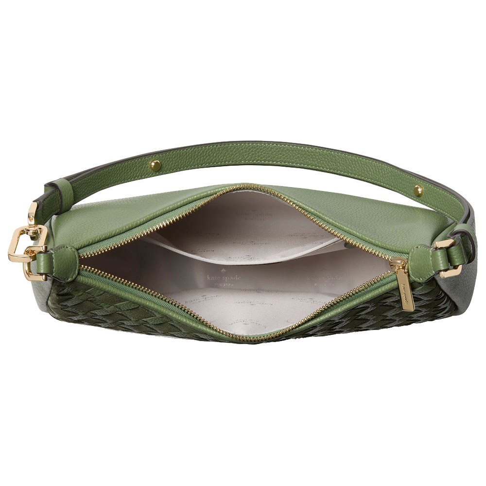 Kate Spade Kayla Woven Leather Large Shoulder Bag Cedar Stand # KM150